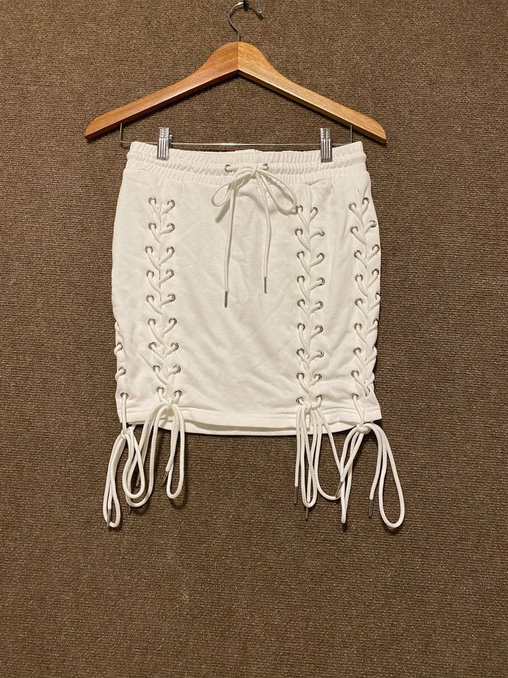 Akira White Side Lace-Up Grommet Mini Skirt Size S